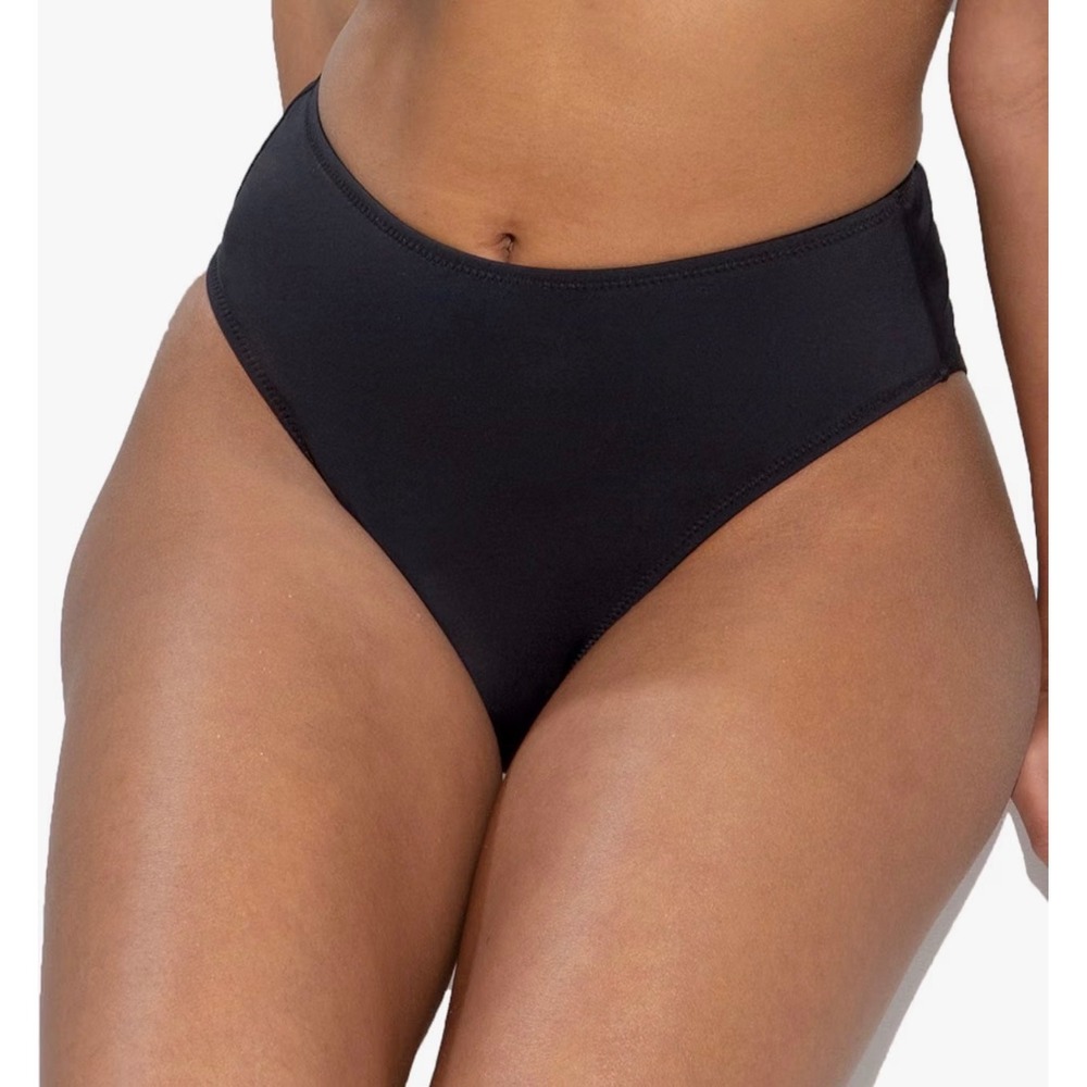 Pour Moi Space High Leg Bikini Bottom Black PM36026 Womens Small NWT